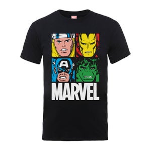 Marvel Multi Colour Main Tile Men's Black T-Shirt