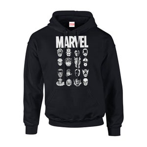 Marvel Multi Heads Men's Black Pullover Hoodie