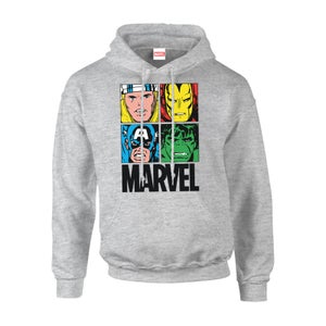 Marvel Multi Colour Main Tile Men's Grey Pullover Hoodie