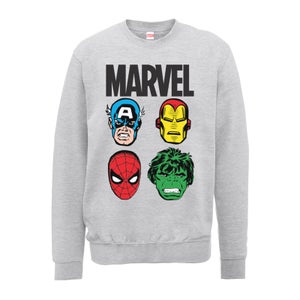 Marvel Comics Main Character Faces Men's Grey Sweatshirt