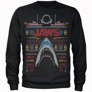 Sudadera Navidad Fair Isle "Jaws (Tiburón)" - Hombre - Negro
