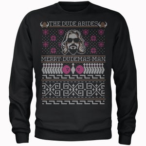 The Dude Abides Merry Dudemas Man Men's Christmas Sweatshirt - Black