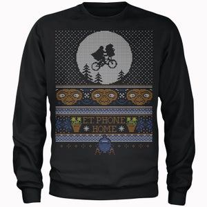 E.T Phone Home Fairisle Men's Christmas Sweater - Black