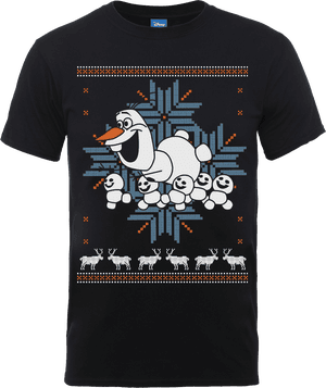 Disney Frozen Olaf And Snowmen Men's Black T-Shirt
