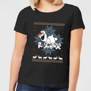 Disney Frozen Olaf And Snowmen Women's Black T-Shirt