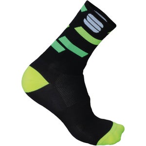 Sportful Flair 15 Socks - Black/Yellow Fluo/Green Fluo