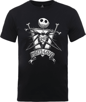 The Nightmare Before Christmas Jack Skellington Misfit Love T-shirt - Zwart