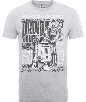 T-Shirt Star Wars Droids Rock Poster- Grigio