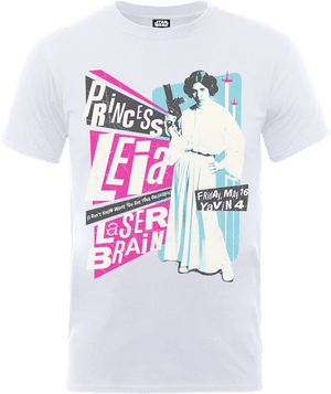 T-Shirt Star Wars Princess Leia Rock Poster- Bianco