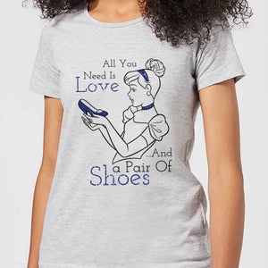 T-Shirt Femme Amour et Chaussures - Cendrillon (Princesse Disney) - Gris