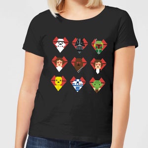 Star Wars Valentine's Pixel Montage Women's T-Shirt - Black