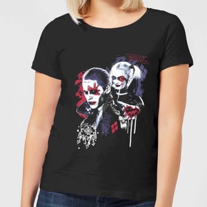 T-Shirt Femme Suicide Squad Harley Quinn et le Joker (DC Comics) - Noir