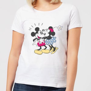 T-Shirt Femme Bisou Mickey & Minnie Mouse (Disney) - Blanc