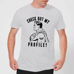 T-Shirt DC Comics Superman Check Out My Profile - Grigio
