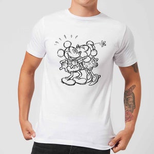 T-Shirt Disney Topolino Kissing Sketch - Bianco