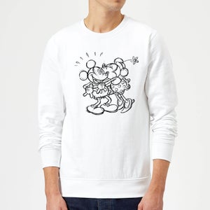 Sweat Homme Croquis Bisou Mickey & Minnie Mouse (Disney) - Blanc