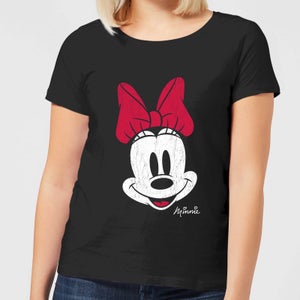 Disney Mickey Mouse Minnie Face Frauen T-Shirt - Schwarz