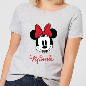 Disney Mickey Mouse Minnie Face Women's T-Shirt - Grey