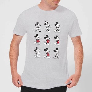 Camiseta Disney Mickey Mouse Evolución 9 Poses - Hombre - Gris