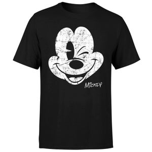 Disney Mickey Mouse Worn Face T-Shirt - Schwarz