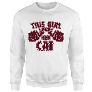 This Girl Loves Her Cat Pullover - Weiß