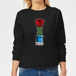 Say It With Flowers Women's Sweatshirt - Black