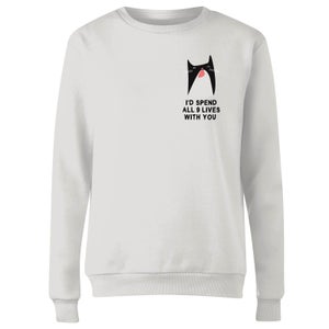 I'd Spend All 9 Lives With You Frauen Pullover - Weiß