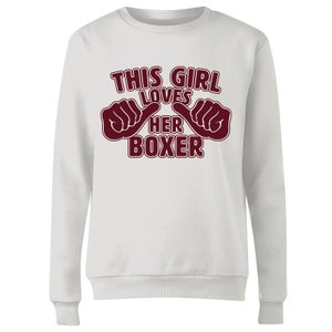 This Girl Loves Her Boxer Frauen Pullover - Weiß