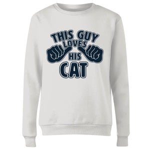 This Guy Loves His Cat Frauen Pullover - Weiß