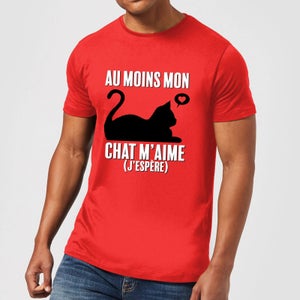 Au Moins Mon Chat M'aime J'espere T-Shirt - Red