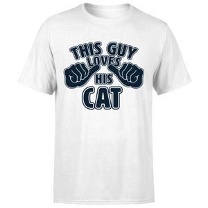 This Guy Loves His Cat T-Shirt - White