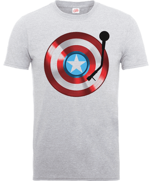 Marvel Avengers Assemble Captain America Record Shield T-Shirt - Grey