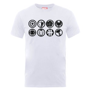 Camiseta Marvel Los Vengadores Emblemas Equipo - Hombre - Blanco