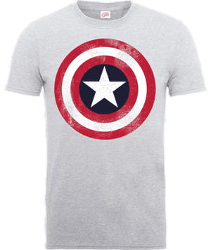 Marvel Avengers Assemble Captain America Distressed Shield T-Shirt - Grey