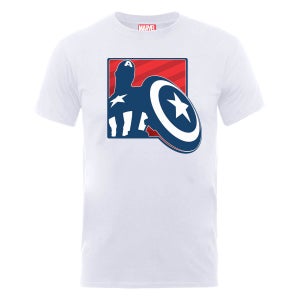 Marvel Avengers Assemble Captain America Outline Badge T-Shirt - White