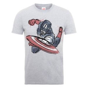 Marvel Avengers Assemble Captain America Spray T-Shirt - Grey