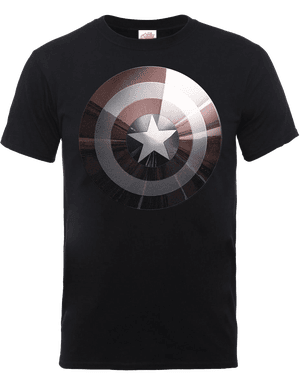 Marvel Avengers Assemble Captain America Shield Shiny T-Shirt - Schwarz