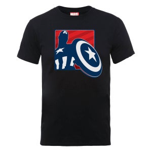 Marvel Avengers Assemble Captain America Outline Badge T-Shirt - Black
