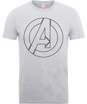 Marvel Avengers Assemble Captain America Outline Logo T-Shirt - Grey