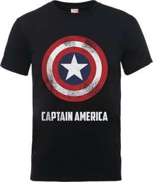 Marvel Avengers Assemble Captain America Shield Logo T-Shirt - Schwarz