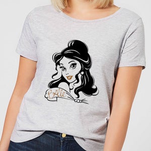 T-Shirt Femme Princesse Belle avec Brillants - La Belle et la Bête (Disney) - Gris