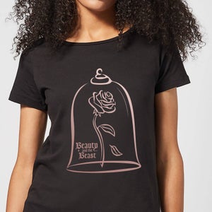 Disney Beauty And The Beast Rose Gold Women's T-Shirt - Black
