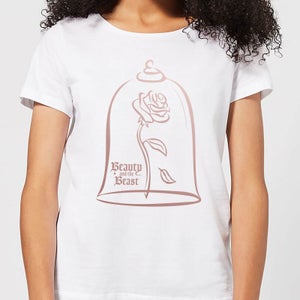 Camiseta Disney La Bella y la Bestia Rosa Encantada - Mujer - Blanco