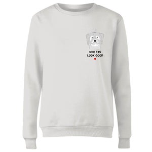 Shih Tzu Look Good Women's Sweatshirt - White