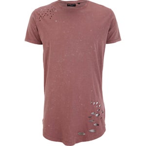 Brave Soul Men's Genko Acid Wash Distressed T-Shirt - Pink