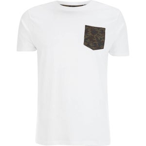 Brave Soul Men's Pulp Camo Pocket T-Shirt - White