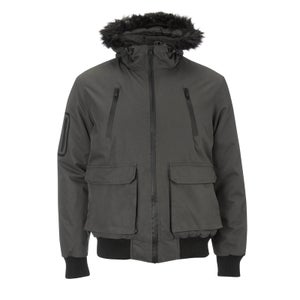 Brave Soul Men's Bradshaw Padded Bomber Jacket - Grey