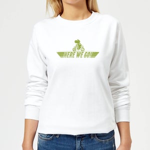 Nintendo Mario Kart Yoshi Here We Go Women's Sweatshirt - White