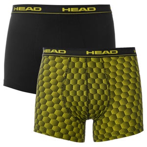 Head Men's 2 Pack Honeycomb Print 2 Pack Boxers - Yellow/Black