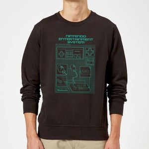 Nintendo NES Controller Blueprint Sweatshirt - Black